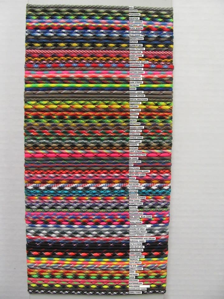 Paracord Color Chart