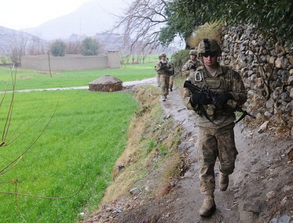 Soldier Patrols Wearing MultiCam
