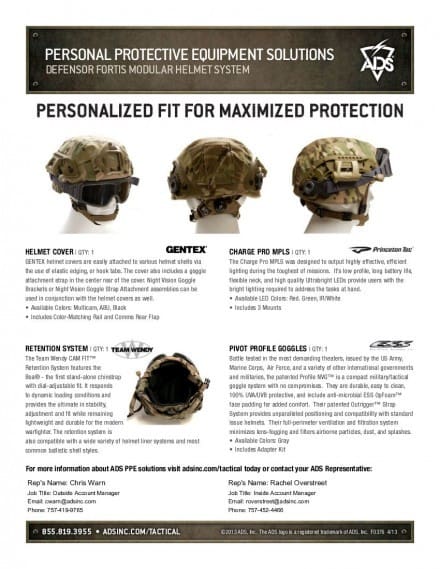 Defensor Fortis Modular Helmet System from ADS
