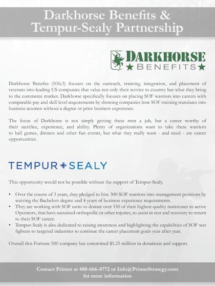 Darkhorse Benefits and Tempur-Sealy