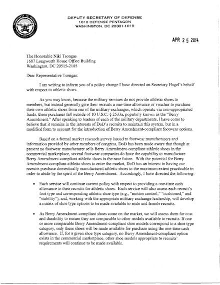 Rep Tsongas Letter Regarding Berry Compliant Footwear