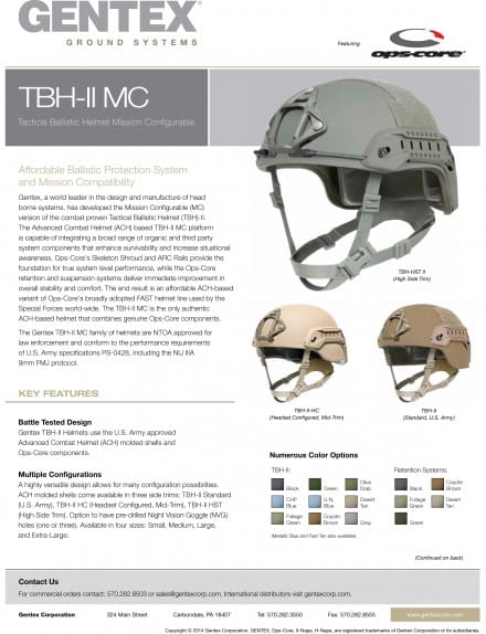 Data sheet TBH-II MC family of helmets 9-2014-1