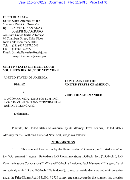 United States v. L-3 Communications Eotech, Inc., et al-1