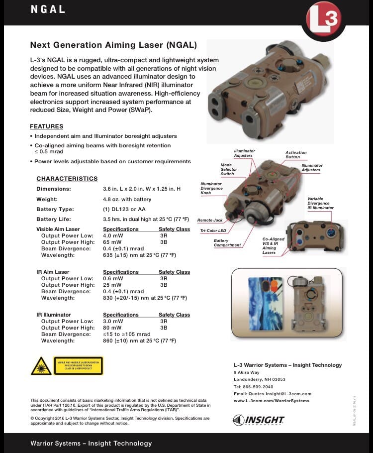 L3 Warrior Systems – Next Generation Aiming Laser - Soldier