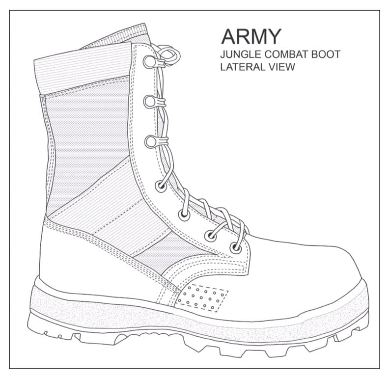 Military Combat Boots Drawing