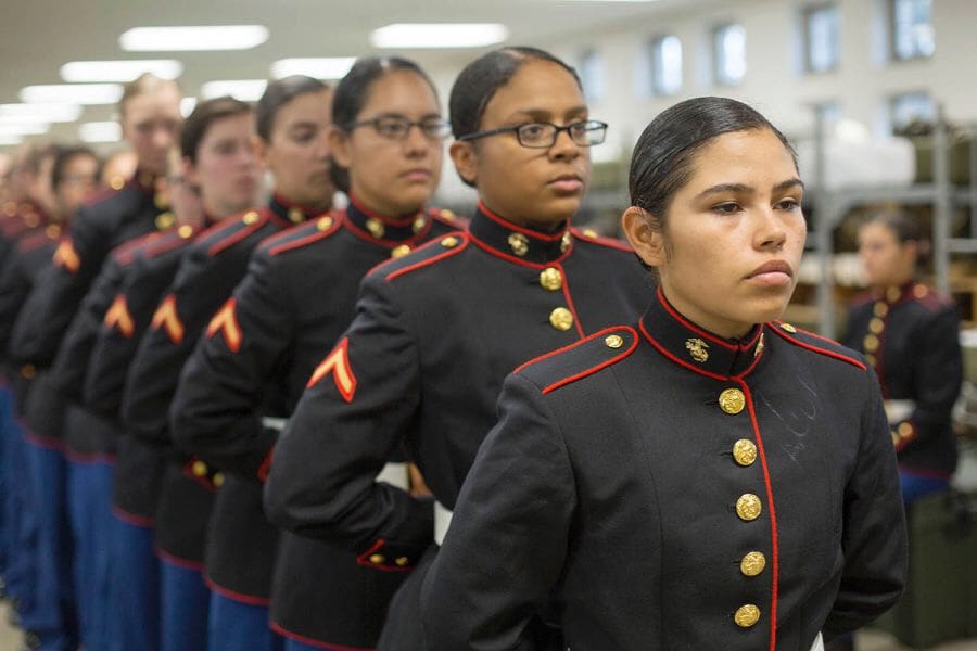Marines Begin Issuing New Dress Blues Coat for Females Soldier