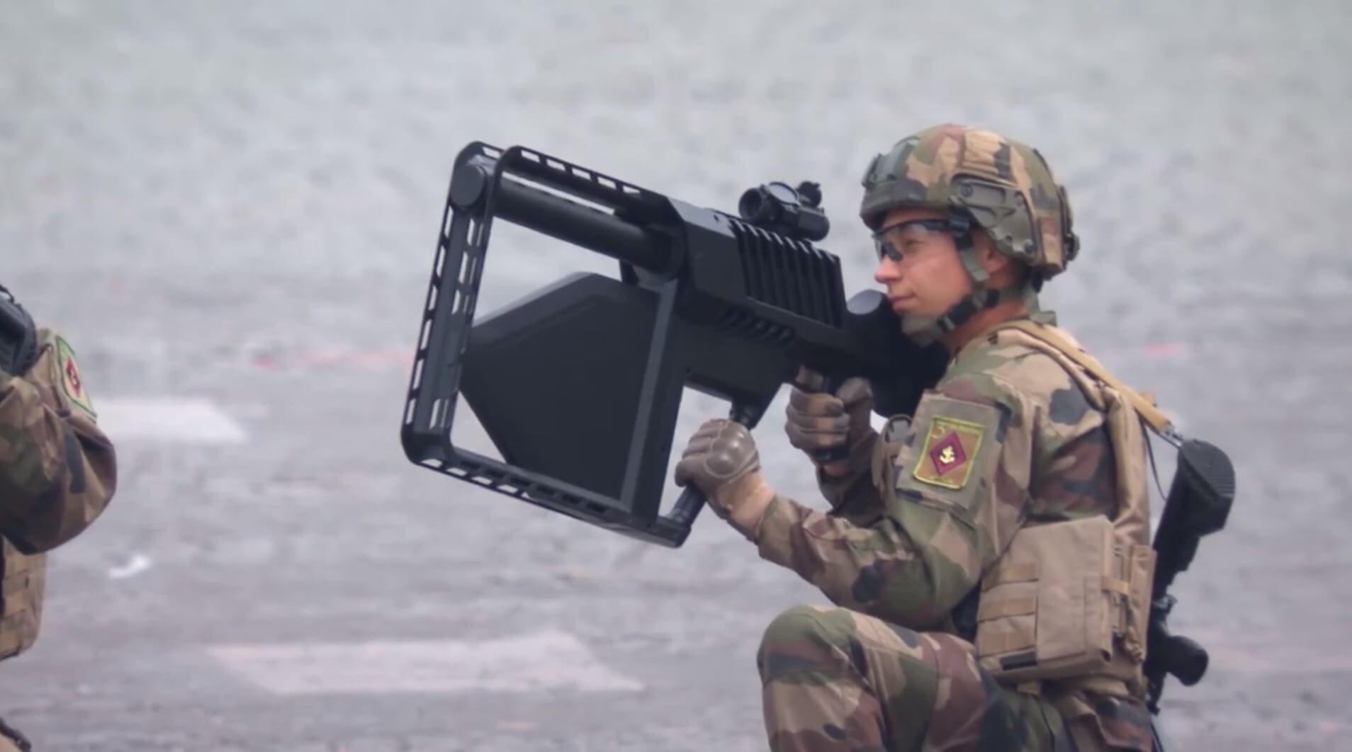 Operational Footage of French Military Using DroneGun - Soldier