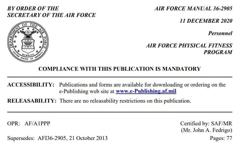 USAF Issues New Physical Fitness Program Manual Which Includes Waist
