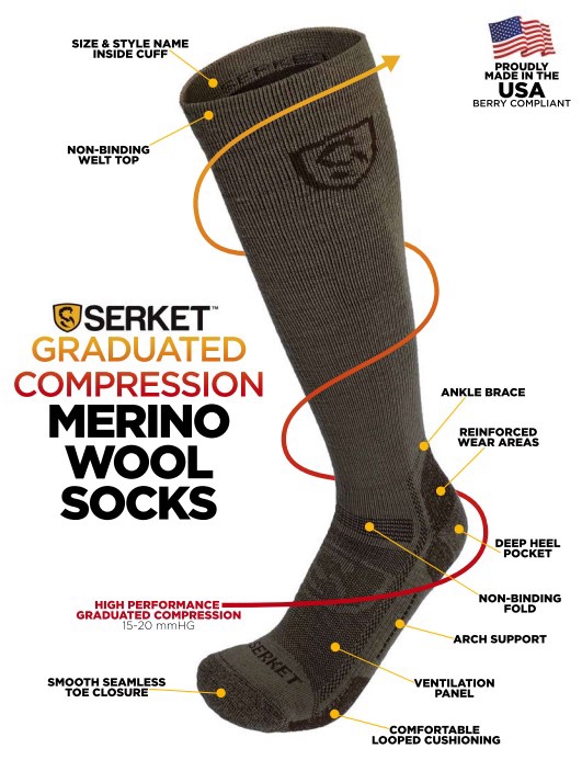 Merino Wool Lightweight Compression Liner Sock