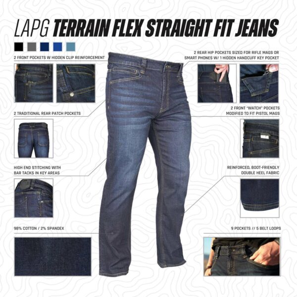 LA Police Gear Terrain Flex Straight Fit Jeans - Soldier Systems Daily