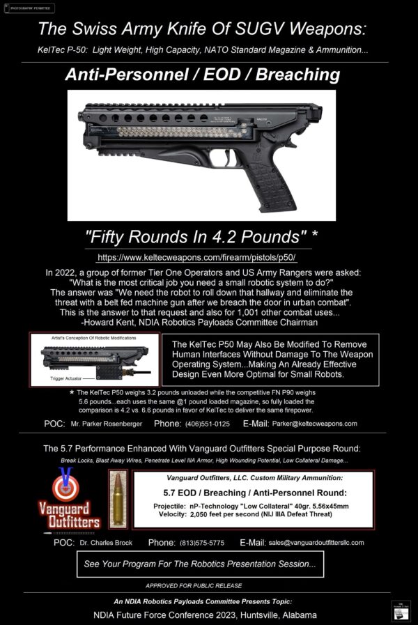 NDIA Future Forces Conference 23 Poster #12 - The KelTec P50 | Soldier ...