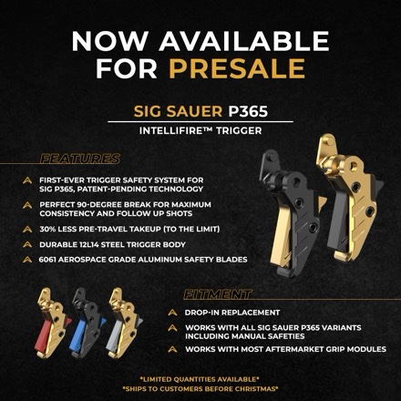 Tyrant CNC IntelliFire Trigger Upgrade For SIG SAUER P365 – Gray Aluminum/Steel, Low Profile