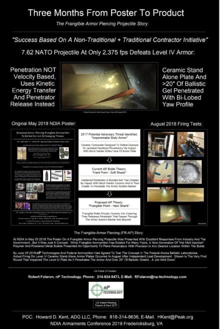 2024 NDIA Future Forces Conference Poster #3 – The Frangible Armor Piercing Projectile Story