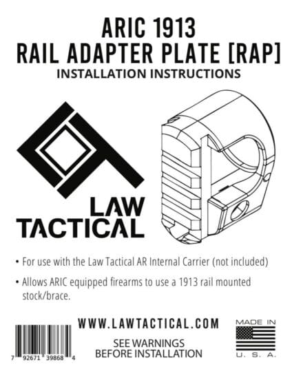 ARIC Compatible Rail Adapter Plate from LAW Tactical