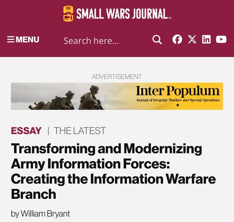 My Thoughts on ARSOF’s Move to Create an Info War (IWAR) Branch My Thoughts on ARSOF’s Move to Create an Info War (IWAR) Branch