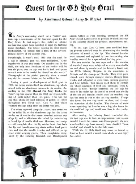 “Quest for the GI Holy Grail” Infantry, 1972 “Quest for the GI Holy Grail” Infantry, 1972