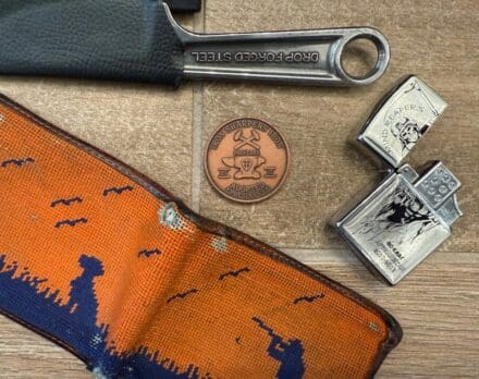 Custom fixed blade, Psyops unit Zippo, and "Iron Sharpens Iron" EDC.